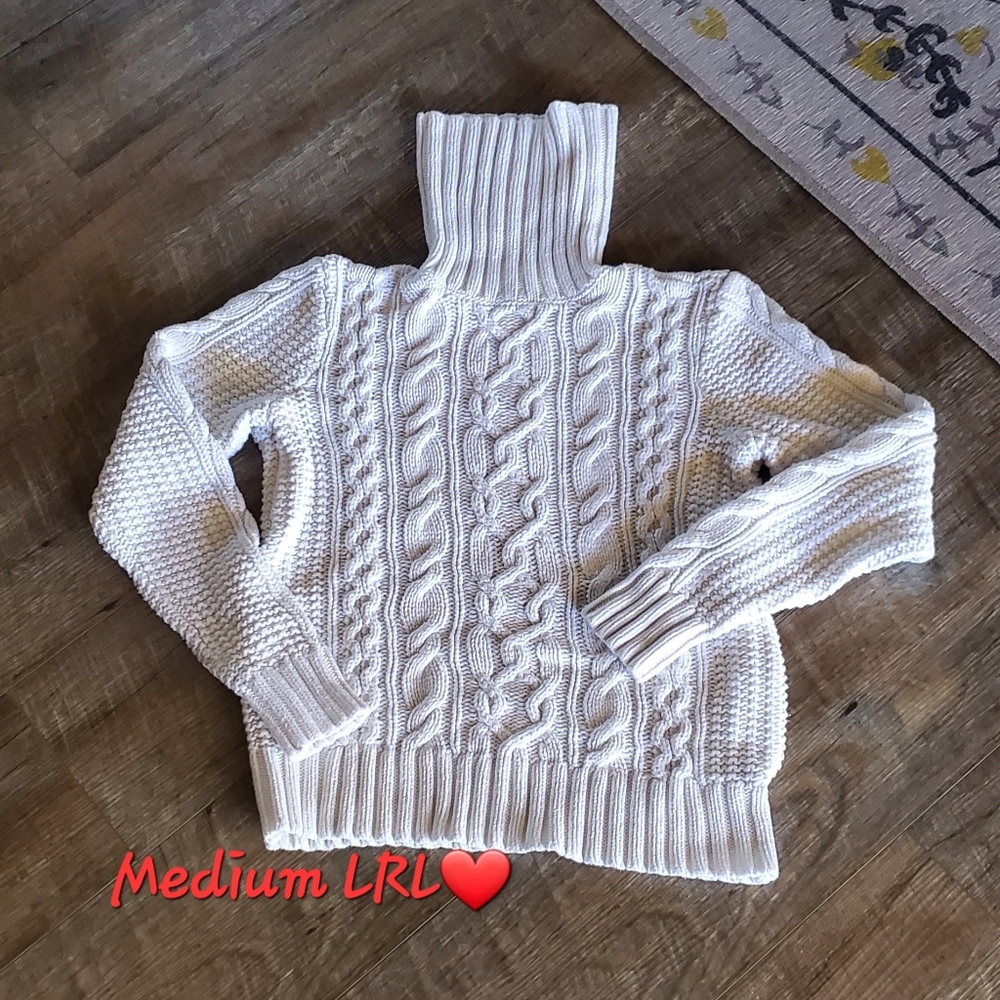 Lauren Ralph Lauren Cream Cable Knit Turtleneck Sweater